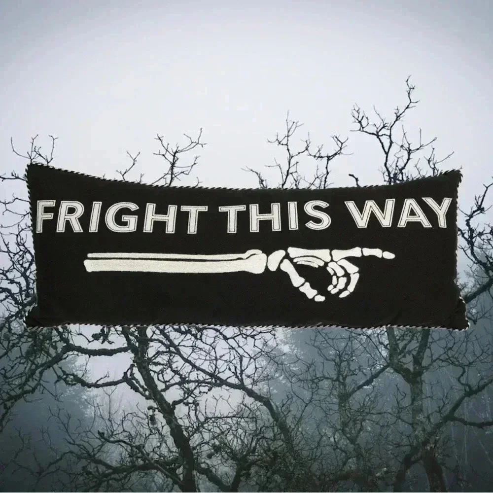 NEW LED LIGHT UP Embroidered Accent / Throw Pillow FRIGHT THIS WAY - SO FUN!!!